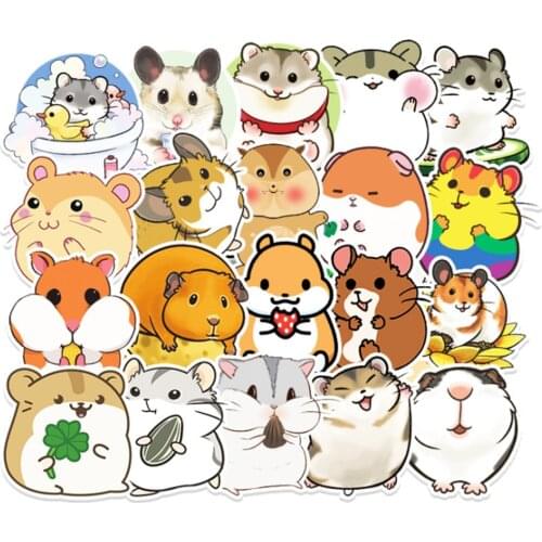10/30/50PCS Cartoon Cute Little Hamster Graffiti Decoration Suitcase Laptop Guitar Waterproof Sticker Toy Wholesale