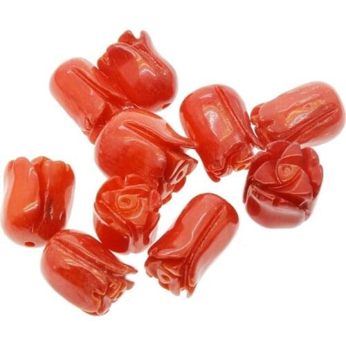 3pcs Natural Stone Coral Camellia Flower Loose Beads Charms for Women Jewelry Making DIY Bracelet Necklace Earring Accessories