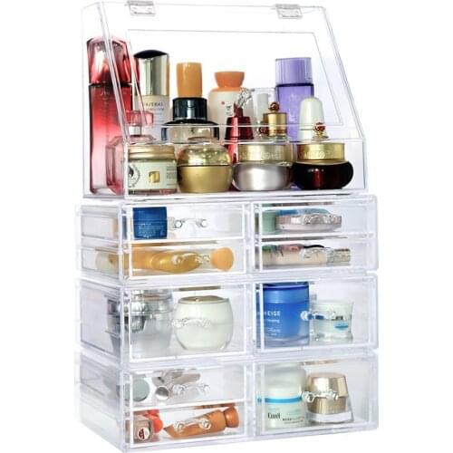 Acrylic Makeup Organizer Jewelry Storage Box Cosmetics Jewelry Display Plastic Box Transparent Drawer Powder Storage Lipstick