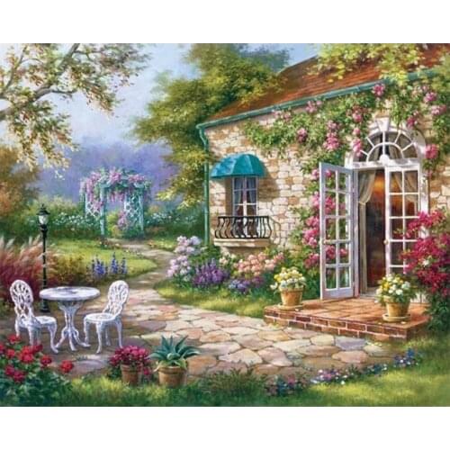 Villa Scenery DIY 5D Diamond Painting Full Round Resin Mosaic Landscape Diamond Embroidery Picture Home Decor Gift