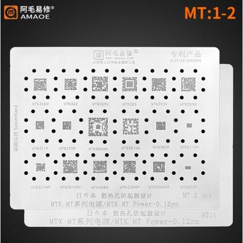 Amaoe MT1 MT2 BGA Reballing Stencil Template For MTK MT Power IC Chip MT6329 MT6322 Solder Tin Plant Net Square Hole Steel Mesh