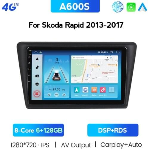 Car Android 10 For Skoda Rapid Spaceback 2014-2017 Car Radio Multimedia Video Player GPS Navigation 2 Din Steering Wheel Control
