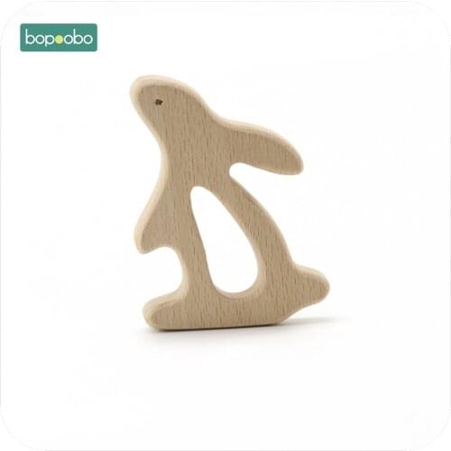 Bopoobo Baby Jewelry Chewing Wooden Rabbit 1pc Beech Wood Sensory Toy DIY Teething Accessories Nursing Jewelry Baby Teether
