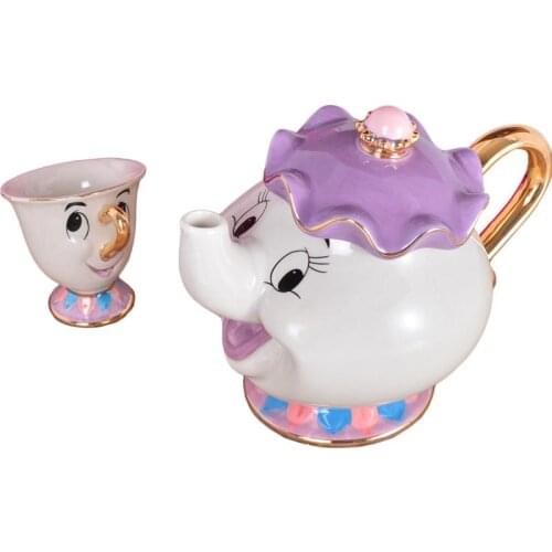 Cartoon Tea Set Beauty And The Beast Mrs Potts Teapot Chip Cup Smile Lovely Creative Xmas Birthday Gift