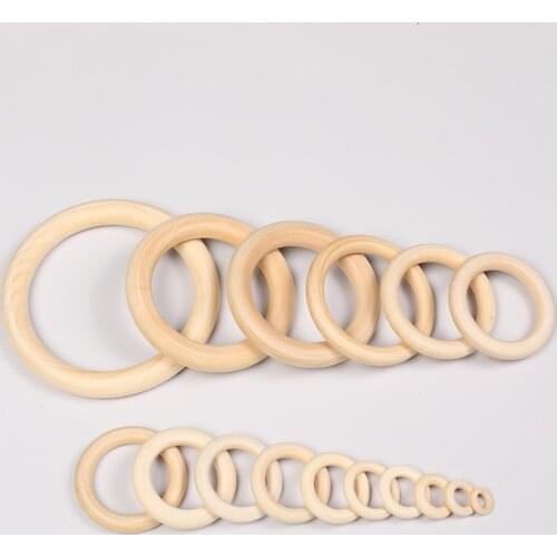 20-100mm DIY Natural Wood Circle Crafts for Jewelry Making Baby Teething Wooden Ring Kids Toy Ornaments Accessories