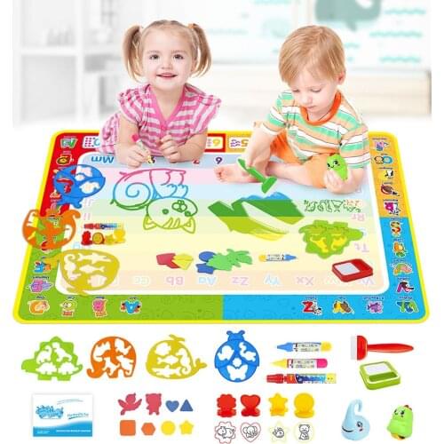 Kids Big Size Water Doodle Mat with Magic Pen & Roller Seal Drawing Sets Reusable Coloring Books Educational Toys for Children