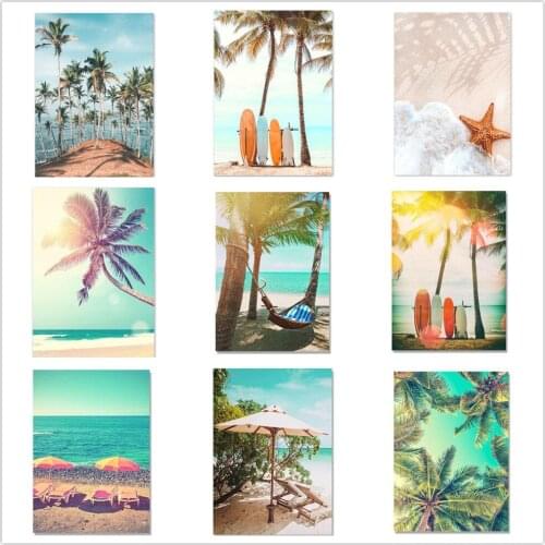 Dpsupr Full Square/Round 5D DIY Diamond Embroidery "coconut Beach" Diamond Painting Cross Stitch Rhinestone 3D Decor Gift