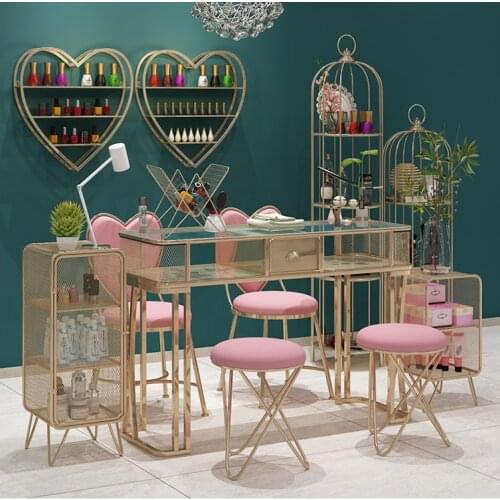 Economic double manicure table and chair set simple modern iron net red manicure table single manicure table