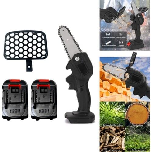 21V Electric Saw Chainsaw 4 Inch Mini Pruning Chain Saw Rechargeable Saw Cutting Garden Woodworking Power Tool