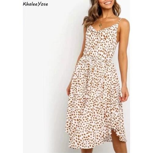 KHALEE YOSE Beige Flroal Mermaid Dress Women Vintage Strappy Dress Polka Dot Summer Casual Boho Chic Sexy Backless Holiday Dress