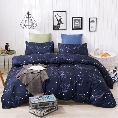 WAZIR Western Style Bedding Set Duvet Cover Luxurious Double Bed Comforters Twins King Set Bed Starry Constellation Pillowcase