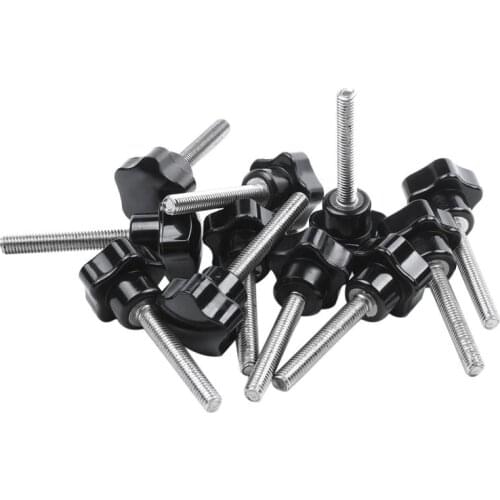 M6 x 40mm Thread 25mm Dia Star Shaped Head Clamping Screw Knob x 11