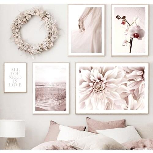Sea Beach Flower Reed Girl Quotes Wall Art Canvas Painting Nordic Posters And Prints Wall Pictures For Living Room Home Decor