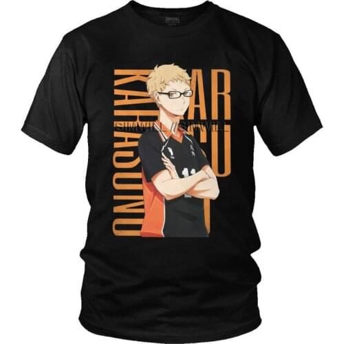 Kei Tsukishima Tshirts Men Fashion Tee Tops 100% Cotton T Shirts Short Sleeve Anime Manga Haikyu Haikyuu T-shirt Gift Clothes