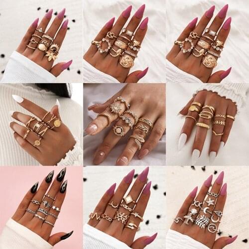 Aprilwell Punk Gold Rings Sets For Women Trendy Aesthetic 2021 New Fashion Jewelry Gift For Friend E Girl Streetwear Accessories
