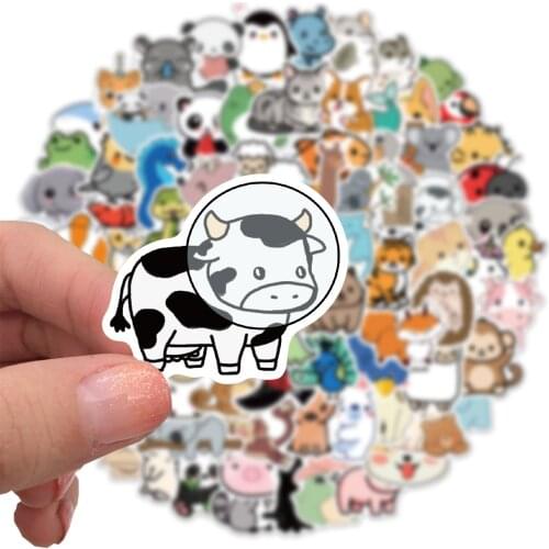 50/100 PCS Cartoon Cute Natural Animals Mix Stickers Funny Laptop Guitar Skateboard Luggage Waterproof Graffiti Spoof Kids Toys