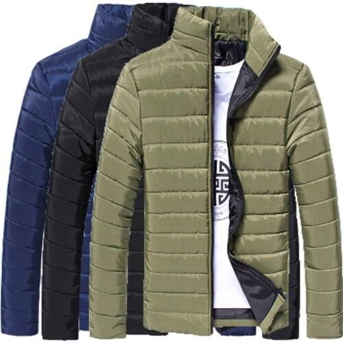 New Warm Thick Men Parka Jackets Winter Casual Mens Outwear Coats Solid Stand Collar Male Windbreak Cotton Jacket Outerwear