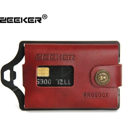ZEEKER New Multifunctional Leather Metal Wallet Card Holder Credit Card Wallets Mens Wallets