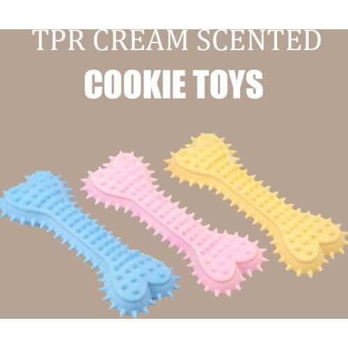 New TPR Biscuits Cream Scented Pet Dog Toy Candy Color Environmentally Friendly Clean Teeth Outdoor Sports Training Ball
