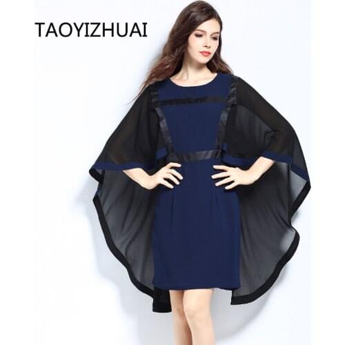 TAOYIZHUAI New Summer Arrival Hot Sale Irregular Sleeves Above knee A Line Plus Size Fashion party lady Chiffon Dress 11578