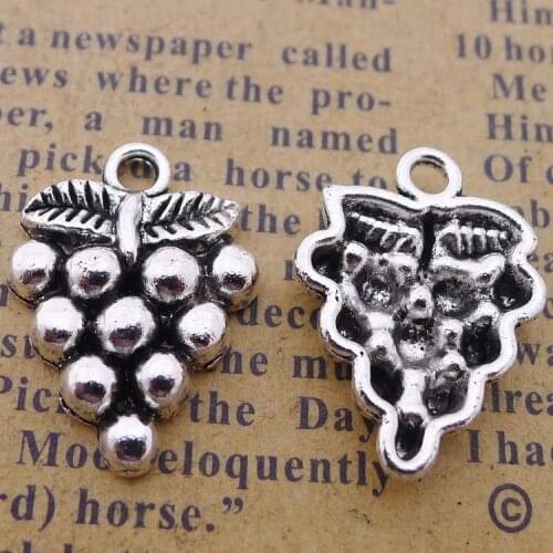 High Quality 20 Pieces/Lot 13.5mm*21mm antique silver color fruite charm metal grape charms for diy jewelry making