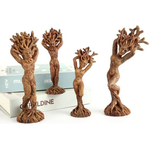 Forest Goddess Couple Statue Resin Ornaments Garden Handicraft Figurine Tree God Desktop Sculpture Handmade Green Man Miniatures