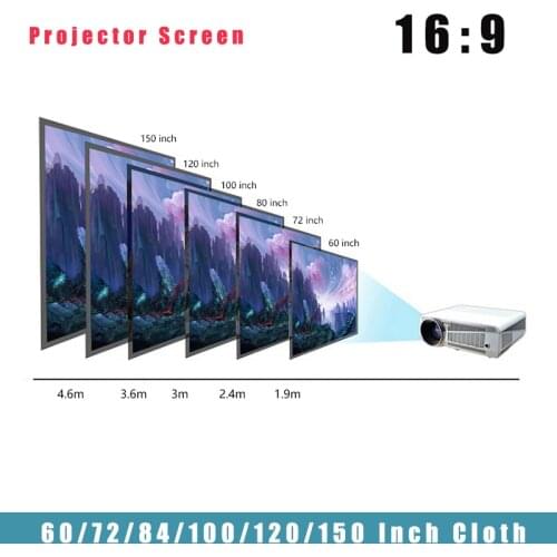 Portable Projector Screen Fabric 60/72/84/100/120/150 Inch 16:9 Screen Projection Foldable Reflective Cloth For Xiaomi Beamer