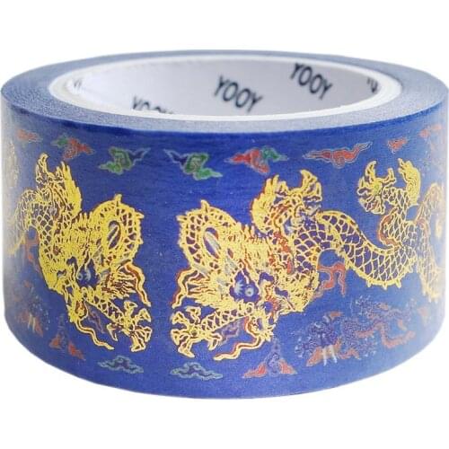 Gold Foil Dragon Pattern Palace Style Decorative Washi Tape DIY Scrapbooking Masking Tape Escolar 25mm X 10m