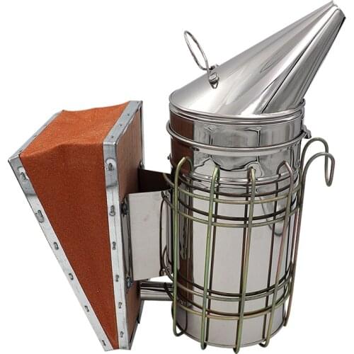 Stainless Steel Bee Hive Smoker Galvanized Sheet With Heat Shield beekeeping equipment bee tools Free Shipping
