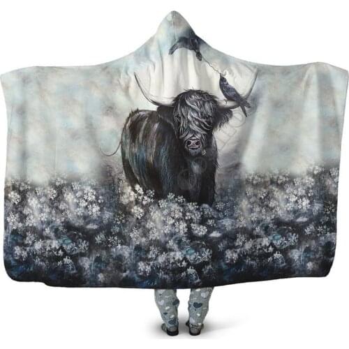 Bull Christmas Breathable Hooded Blanket 3D Printed Wearable Blanket Adults kids Blanket blanket throw blanket