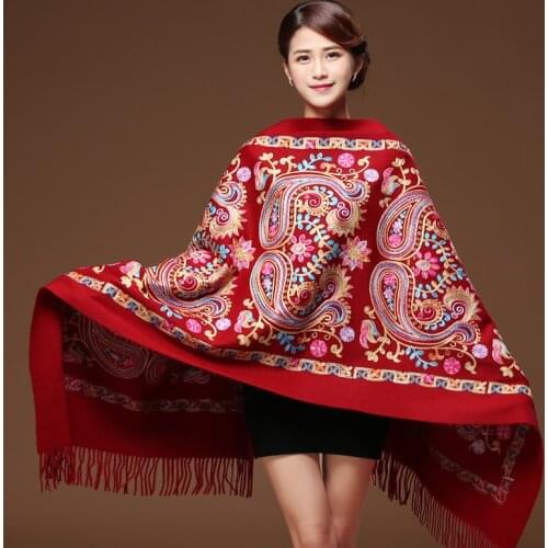 Embroider Flower шарф Artificial Cashmere Scarf Women Winter Warm Fine Tassels Scarf Oversize Shawl Fashion Shawl New Scarves