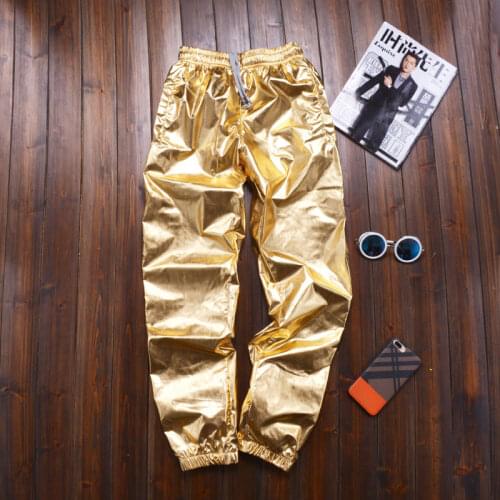 Shiny Metallic Fleece Pants Winter Women Plus Size Thicken Loose Gold Silver Harem Pants Men Velvet Jogger Sweatpant