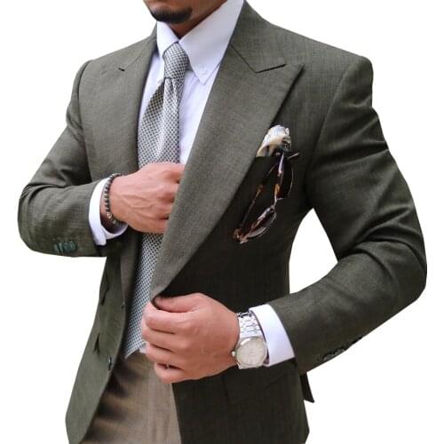 Only Jacket!!!Causal Notched Label Grey Suit Men Blazer Formal Business For Wedding Groom.Tuxedos