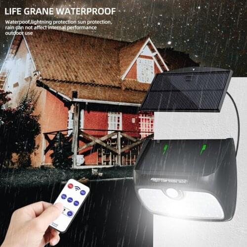 45W Solar Light Outdoor Remote Motion Sensor Control can be separated for indoor and outdoor use courtyard garden Flood Lamp