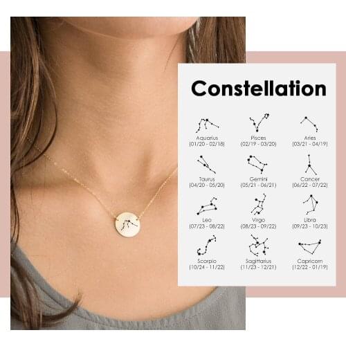 Visunion 316L Stainless Steel Necklace Simple Design Custom Constellations Necklace for Women Party Engagement Party Jewelry New