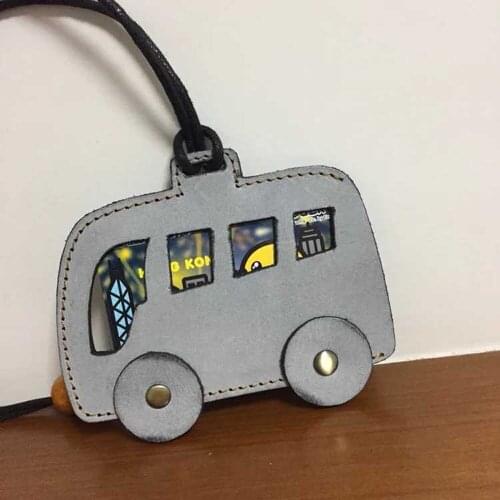 Japan Steel Blade DIY Leather Craft Bus Shape Card Holder Key Ring Wire Organizer Bag Wooden Die Knife Mould Hand Punch Template