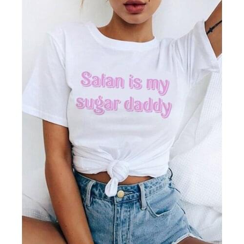 Yes Daddy t shirt Satan Is My Sugar Daddy aesthetic Kawaii Harajuku women Clothes t-shirt tshirt top tee Aesthetic female femme