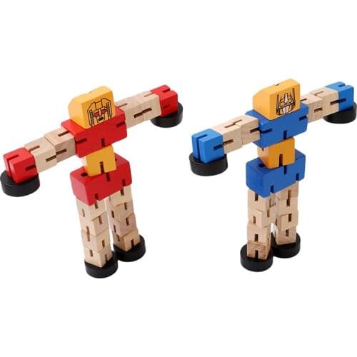 1 Pc Wooden Changeable shape robot DIY Building Blocks Kids Toys for Children Educational Learning Intelligence Gifts