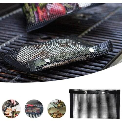 1Pc Reusable Non-stick BBQ Grill Mesh Bag Barbecue Baking Isolation Pad Outdoor Picnic Camping BBQ Kitchen Tools