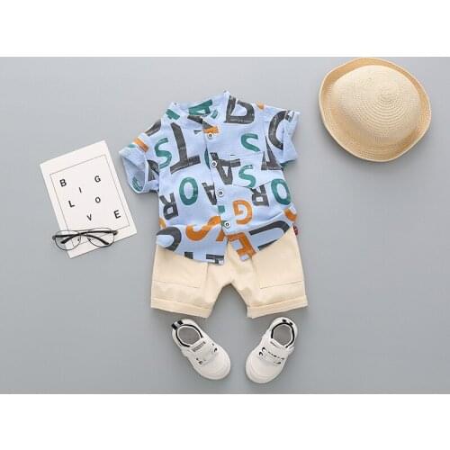 Baby Boys Clothing Sets 2021 Summer Kids clothes Children T Shirt pants 2pc Toddler Cartoon Letter Clothes Girls clothes