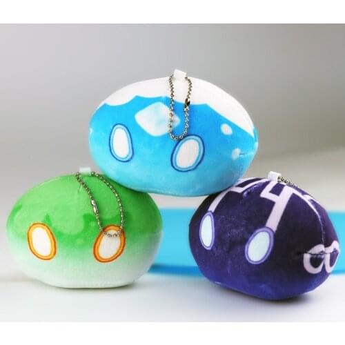 Anime Game Genshin Impact Slime Plush Keychain Doll 8 Style Cosplay Cute Throw Handful Toys Cartoon Birthday Xmas Gift Wholesale