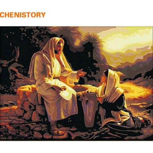 CHENISTORY Savior DIY Digital Painting By Numders Drawing Painting By Numbers Kits Unique Gift Wooden Frame For Home Wall Decor