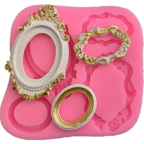 Four-mirror photo frame frame silicone mold chocolate fondant baking cake mold gypsum diy glue drop decoration