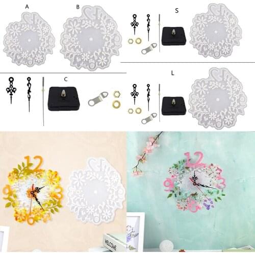 Flower Clock Wall Decoration Crystal Epoxy Resin Mold Hanging Ornaments Casting Silicone Mould DIY Crafts Home Decortives Tools