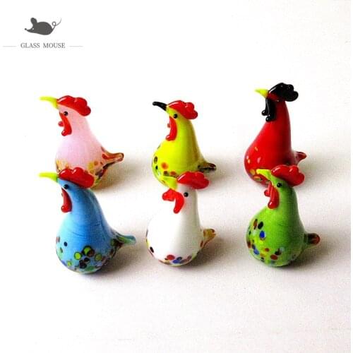 Decorative Figurines Miniature Glass Long Necked Chicken Murano Style Home Garden Decor Lovely Handmade Animals Statue Ornaments