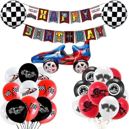Formula F1 Racing Car Latex Balloon Party Decoration Banner Race Cars Garland For Boys Happy Birthday Party Red Black Balloons