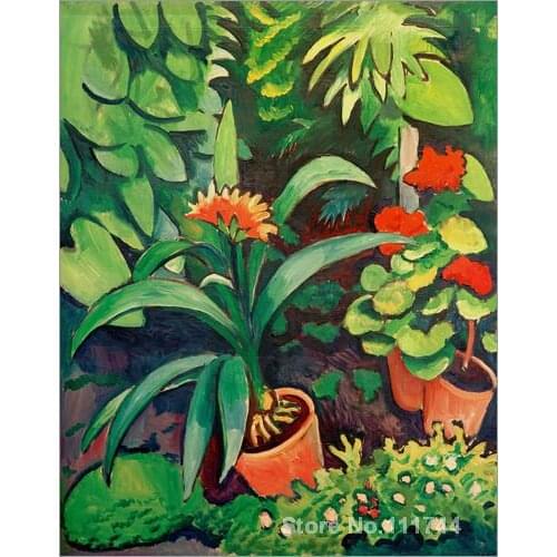 Paintings for bedroom Flowers in the Garden Clivia and Pelargoniums August Macke reproduction art High quality Hand painted