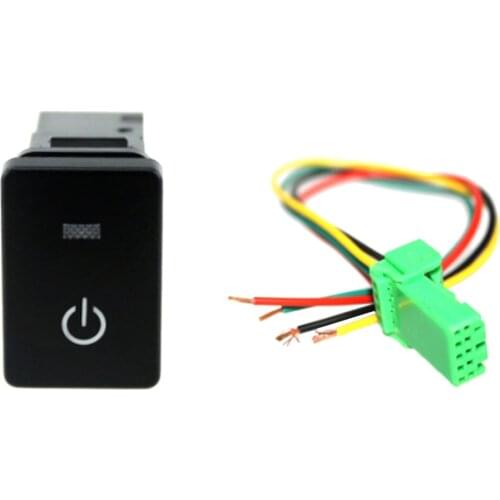 Backlit Starting Pattern Push Button Switch with Connector Wire Kit for Toyota, Blue