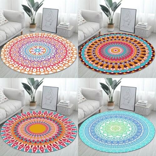 Geometric stripe printing round rug bedroom decor anime floor mat living room table circle rug room decoration teenager home