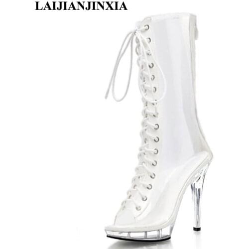 LAIJIANJINXIA New Women Lace Up Spring Sexy 13cm High Heels Wedding Party Dress Pole Dance Ankle Sandals Dancing Shoes